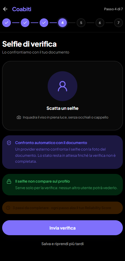 Confronto protetto del selfie con il documento
