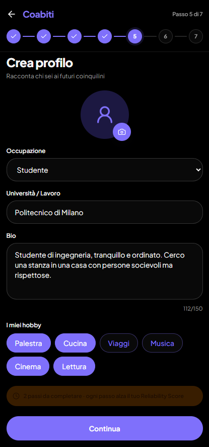 Profilo Coabiti con occupazione, biografia e hobby